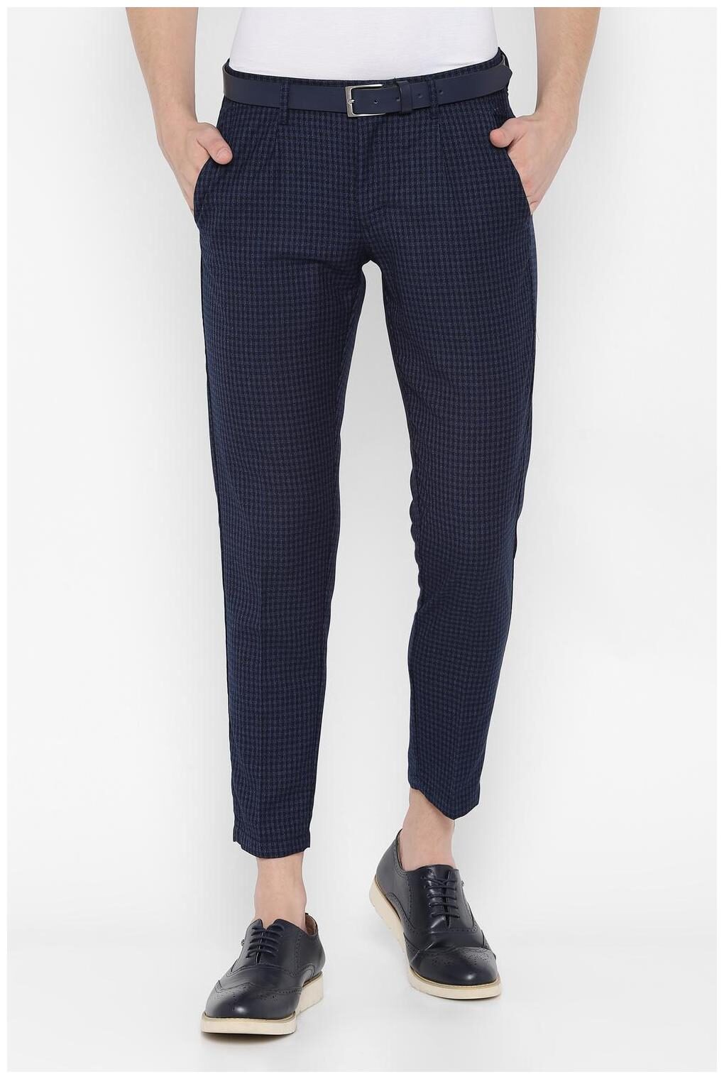 

Allen Solly Men Blue Checked Slim fit Regular trousers