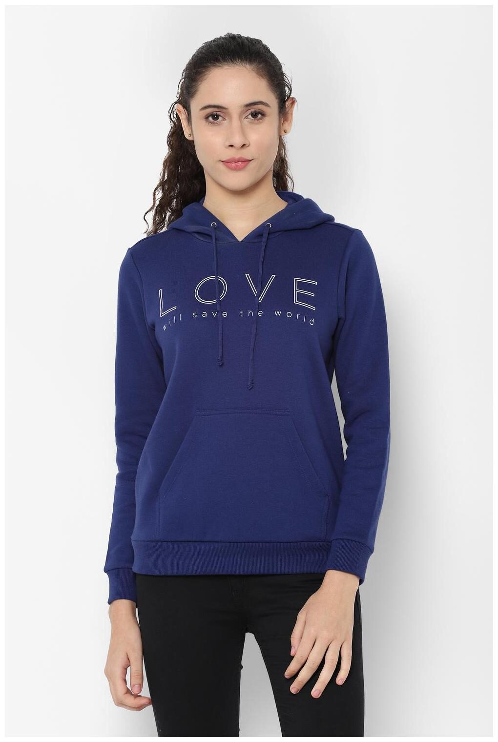 

Allen Solly Women Printed Hoodie - Blue