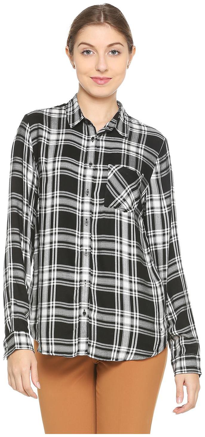 

Allen Solly Women Black Checked Regular Fit Shirt