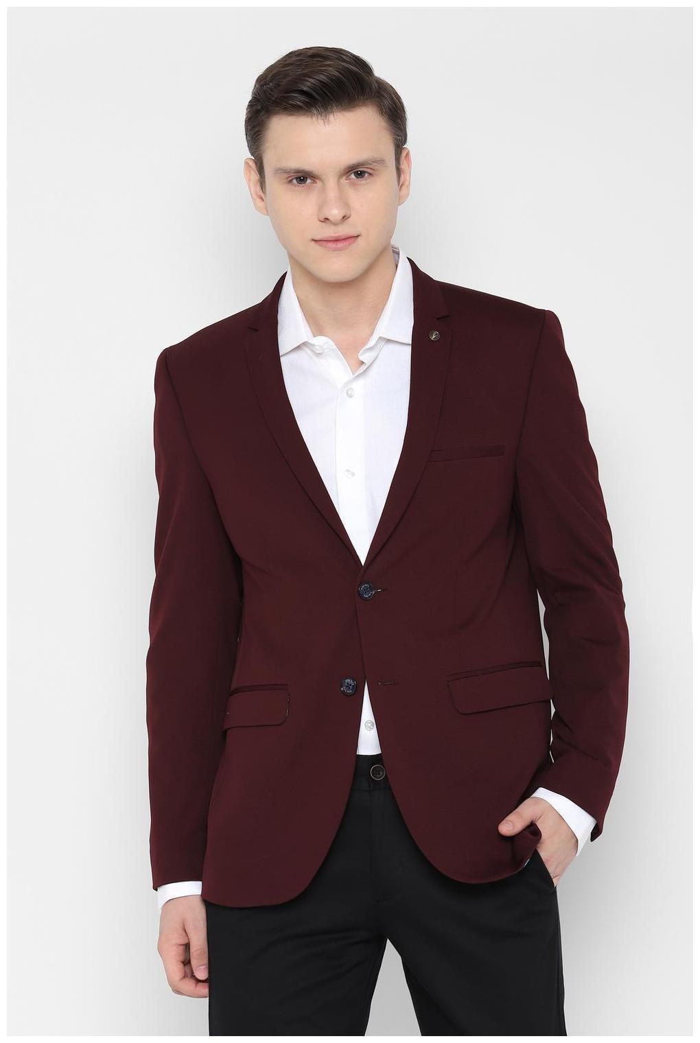 

Allen Solly Men Maroon Textured Slim fit Single Breasted Blazer