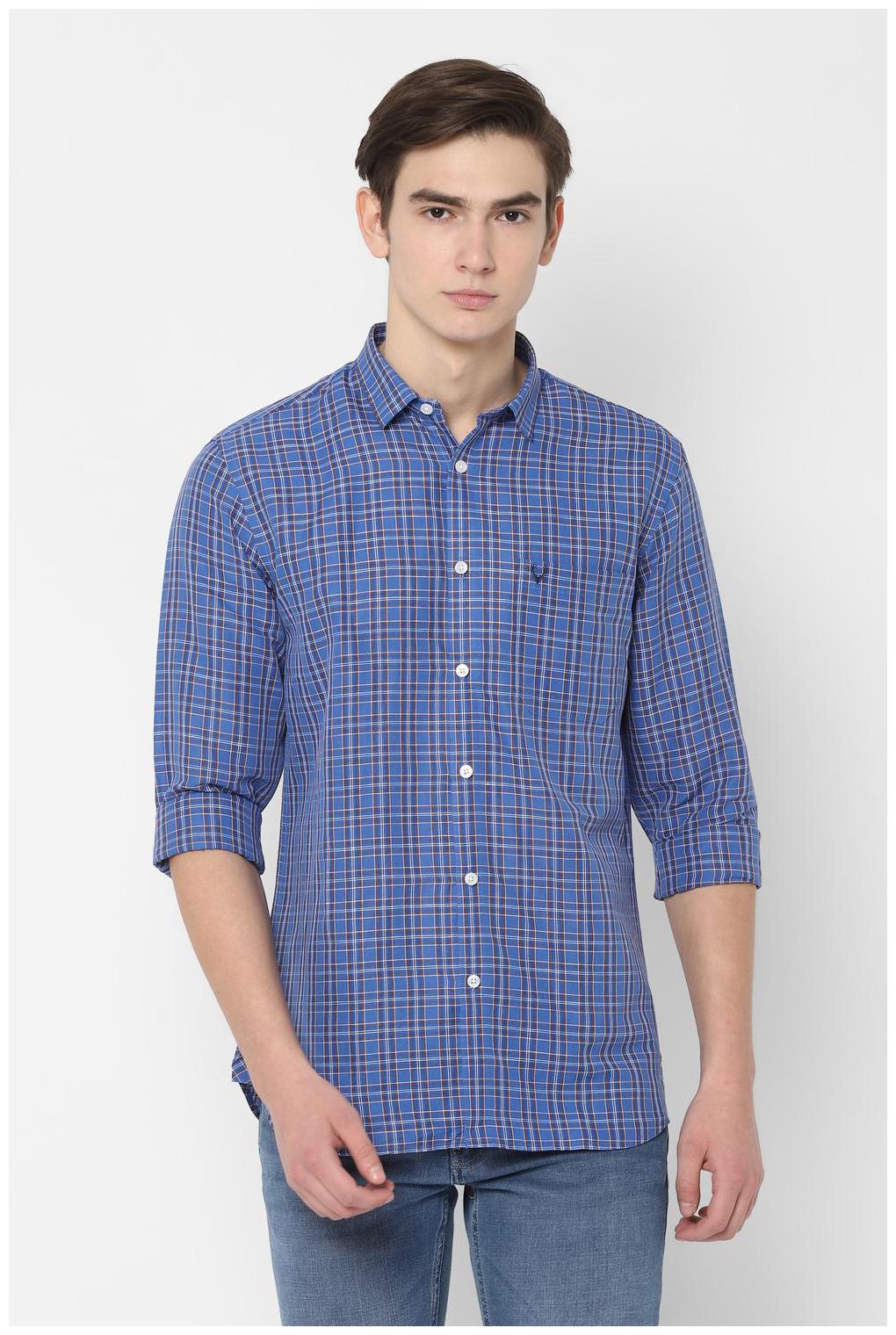 

Allen Solly Men Blue Checked Slim Fit Casual Shirt