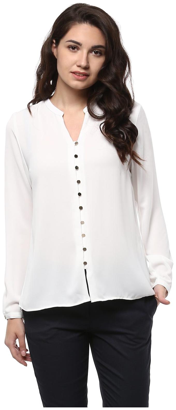 

Allen Solly Women Solid A-line top - White