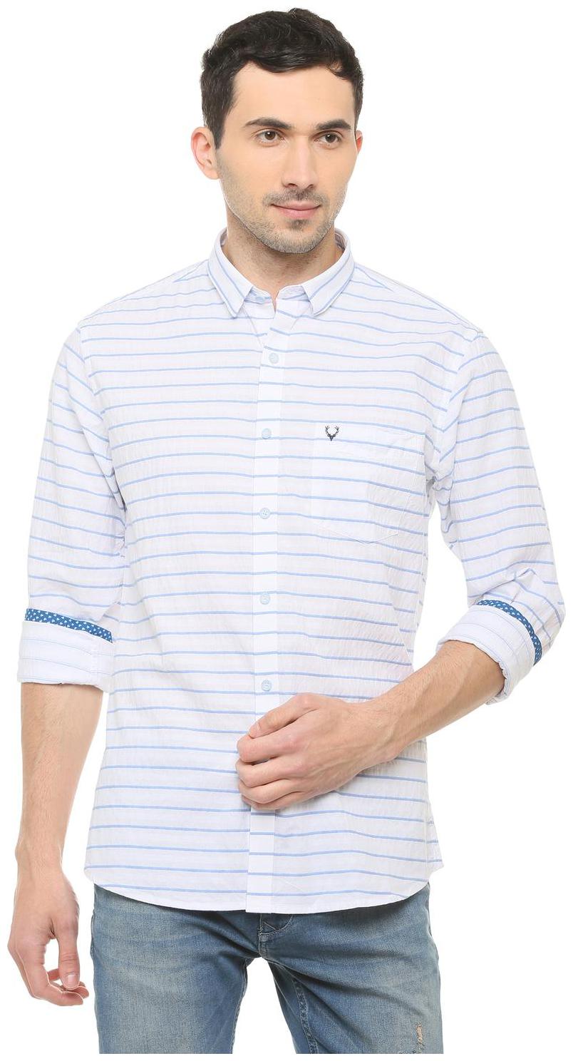 

Allen Solly Men White Horizontal Stripes Slim Fit Casual Shirt