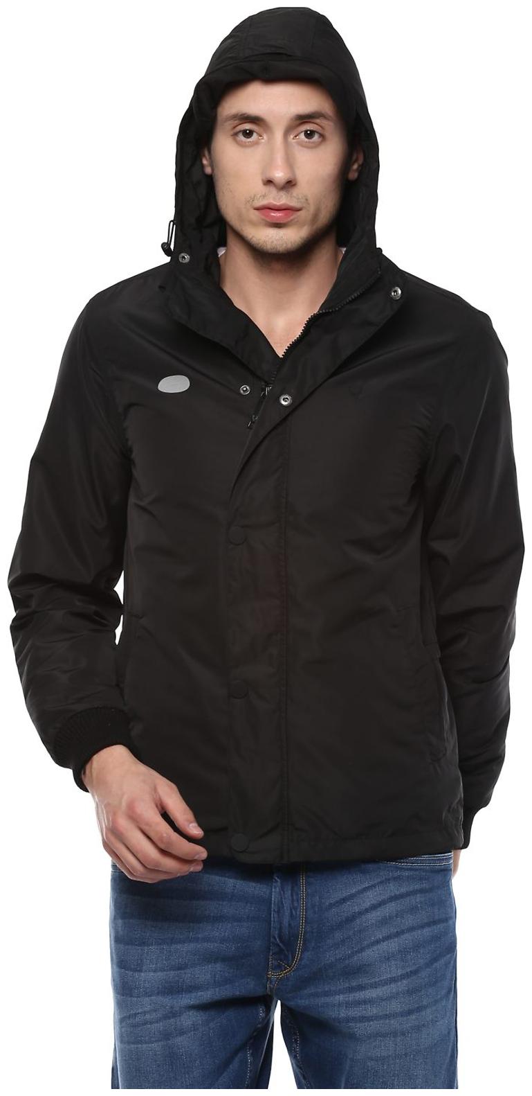 

Allen Solly Men Black Solid Bomber jacket