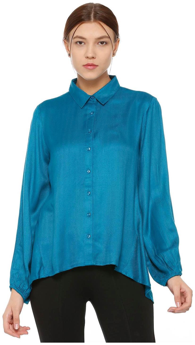 

Allen Solly Women Blue Self Design Regular Fit Shirt
