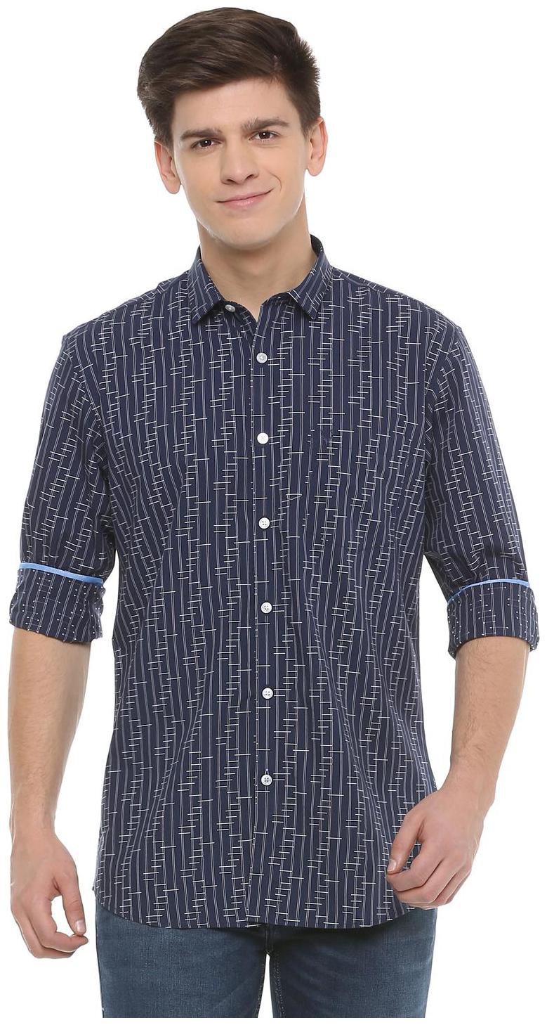 

Allen Solly Men Blue Weaved Slim Fit Casual Shirt