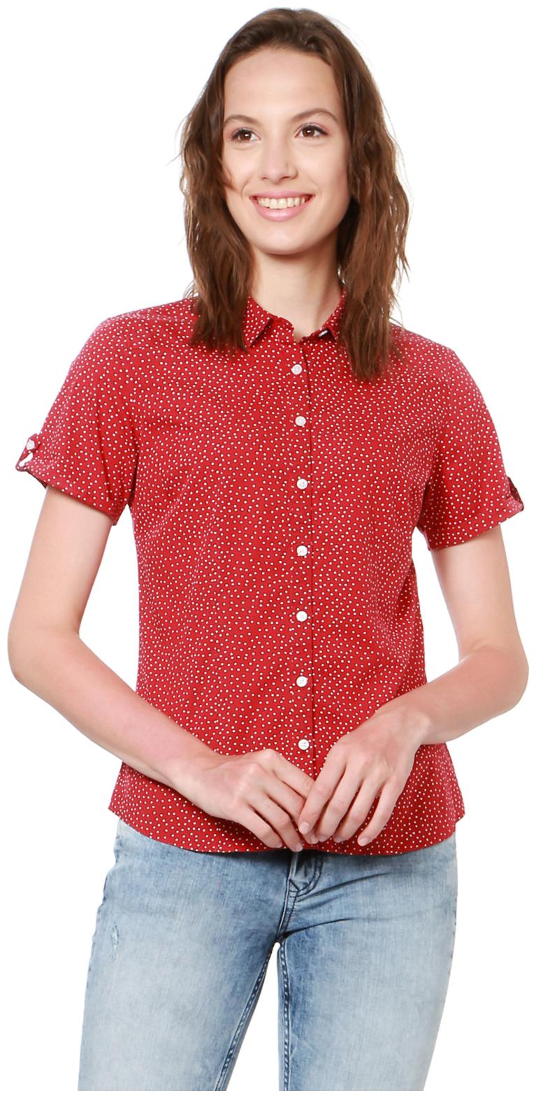 

Allen Solly Women Red Polka Dots Regular Fit Shirt