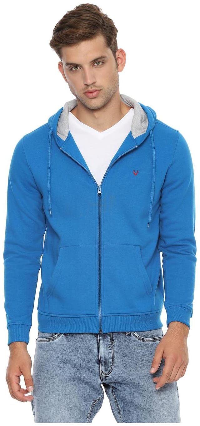 Allen Solly Men Blue Hooded Sweatshirt