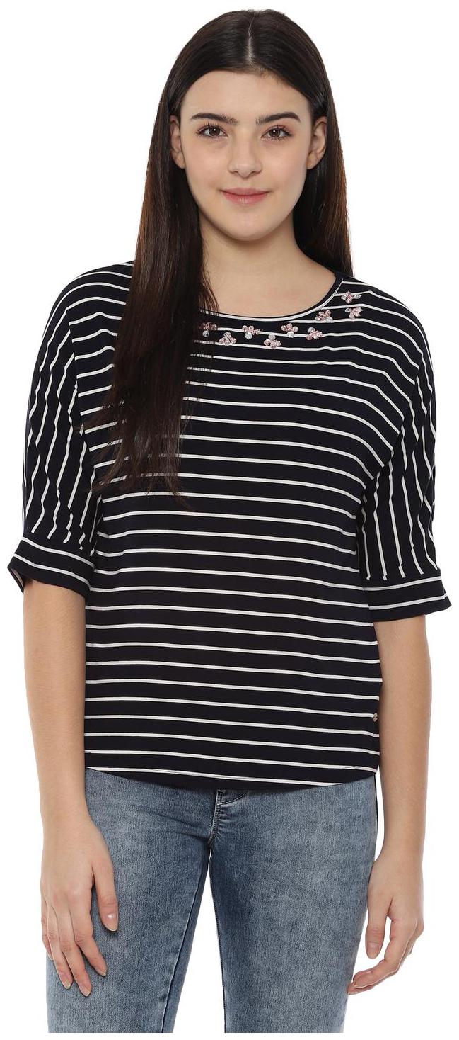 

Allen Solly Women Striped Regular top - Blue