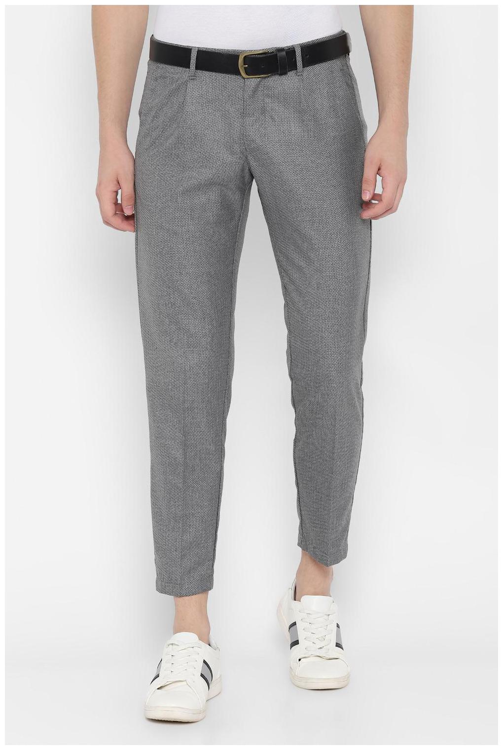 

Allen Solly Men Grey Textured Slim fit Regular trousers