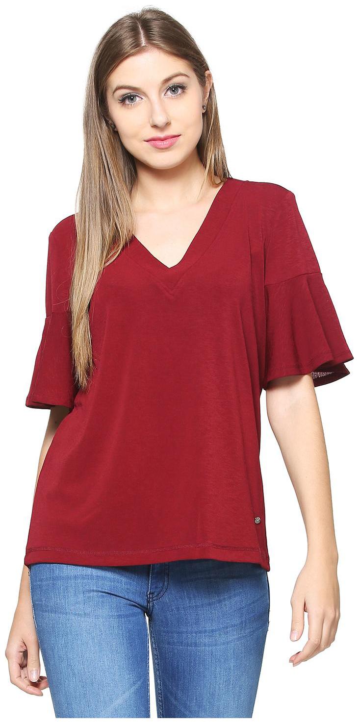 

Allen Solly Women Solid Regular top - Maroon
