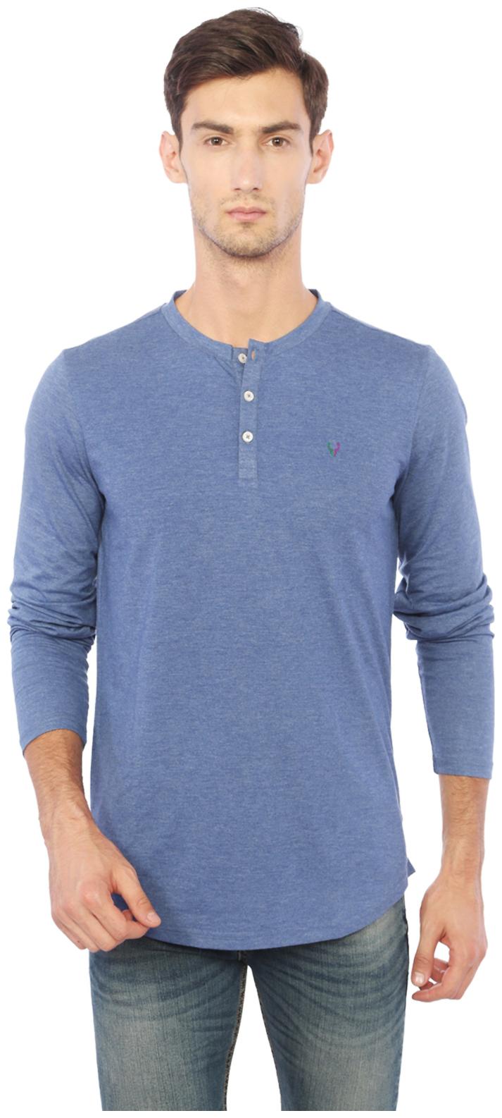 

Allen Solly Men Blue Slim fit Cotton Henley neck T-Shirt - Pack Of 1
