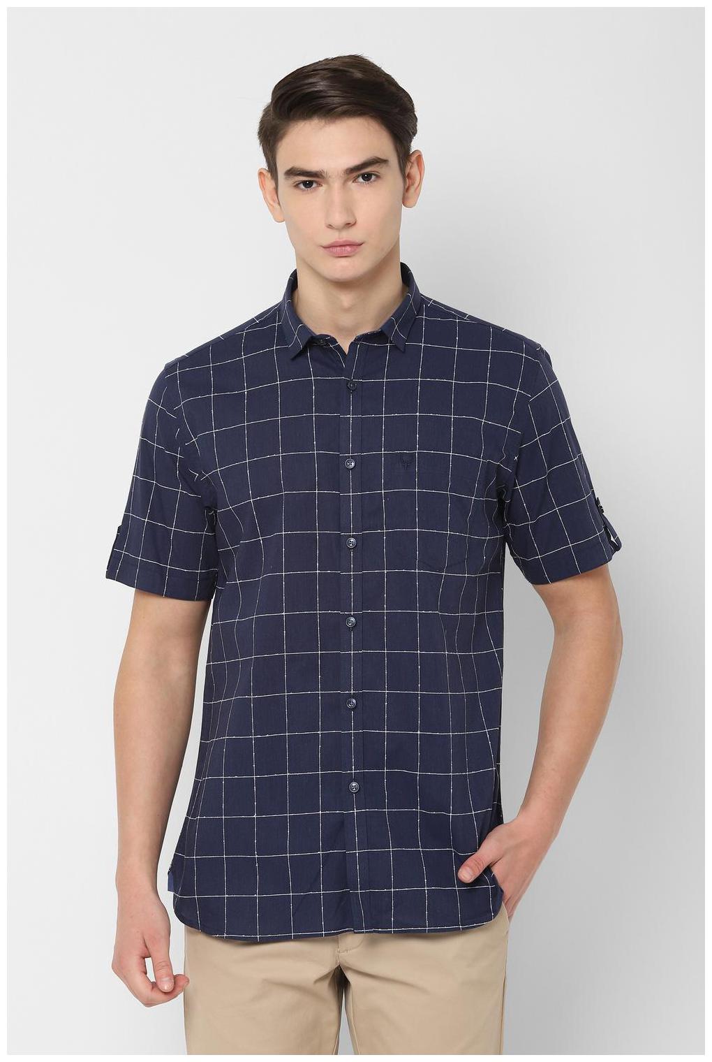

Allen Solly Men Blue Checked Slim Fit Casual Shirt