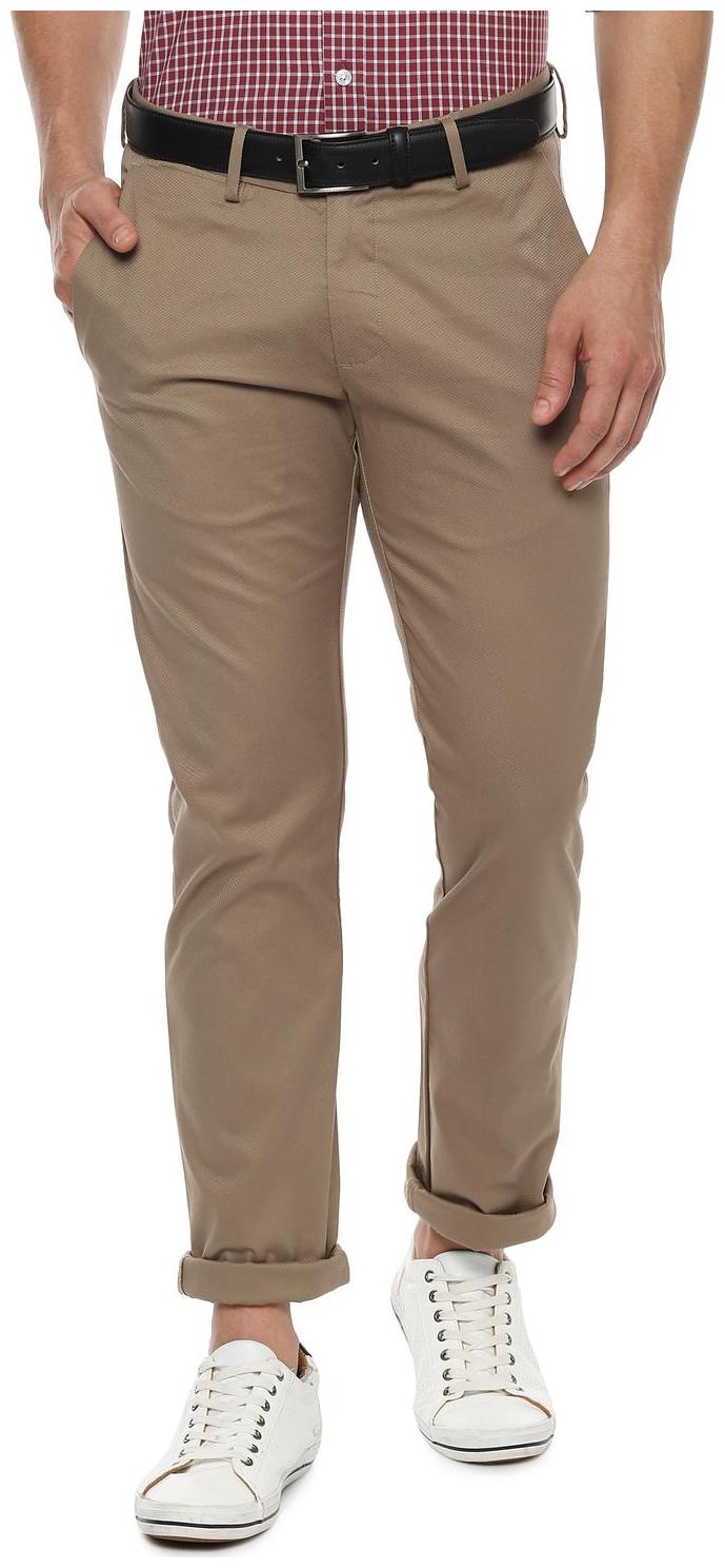 

Allen Solly Men Beige Textured Slim fit Regular trousers