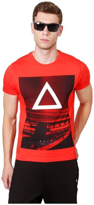 Allen Solly Men Red Slim fit Cotton V Neck T-Shirt