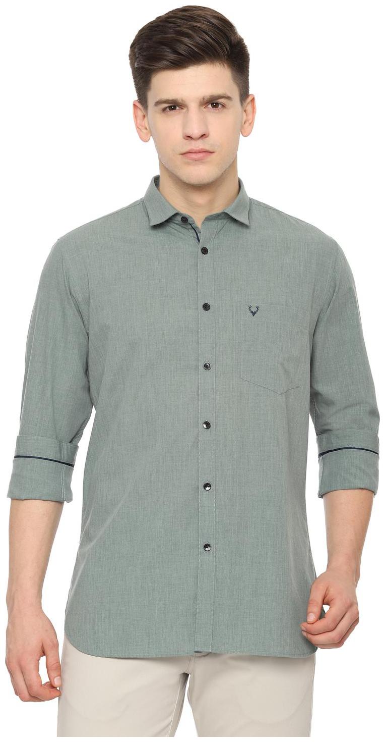 

Allen Solly Men Grey Weaved Slim Fit Casual Shirt