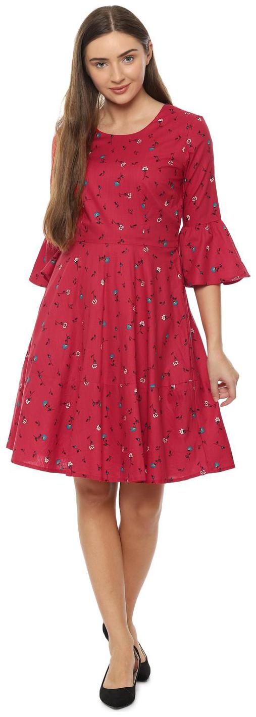

Allen Solly Red Printed Fit flare dress