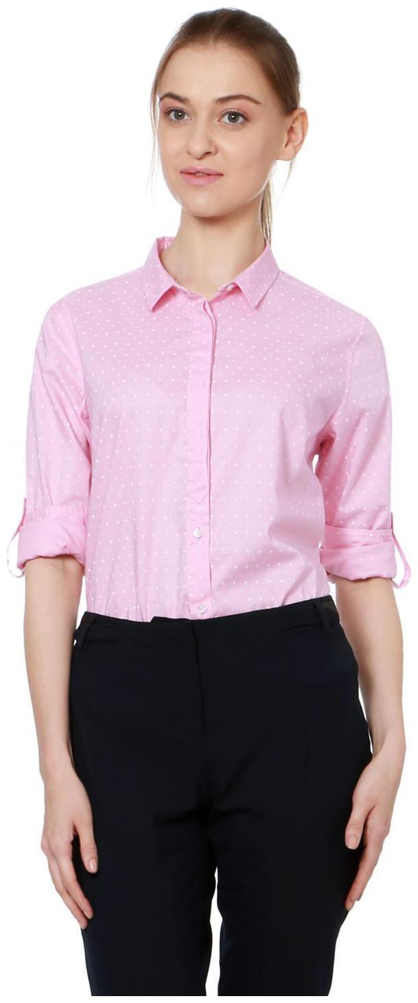 

Allen Solly Women Pink Polka Dots Regular Fit Shirt
