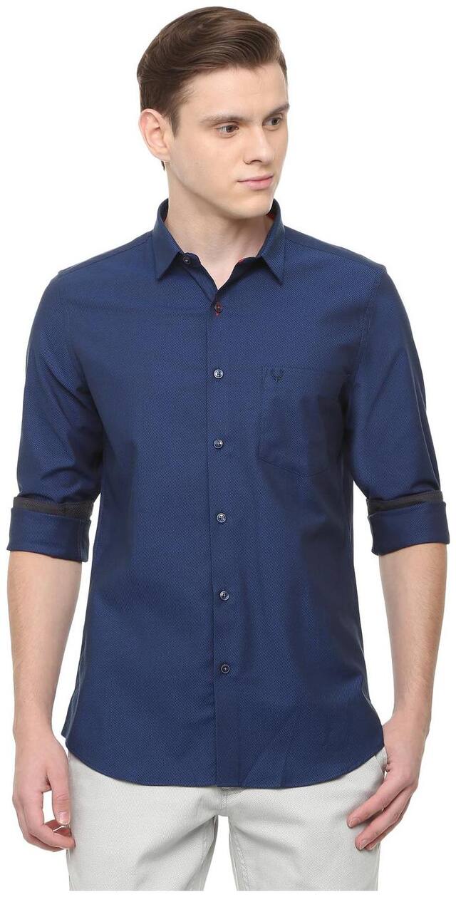 Allen Solly Men Blue Solid Slim Fit Casual Shirt