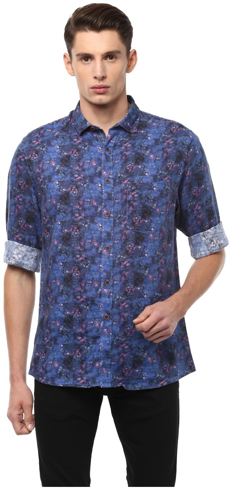 

Allen Solly Men Blue Printed Regular Fit Casual Shirt