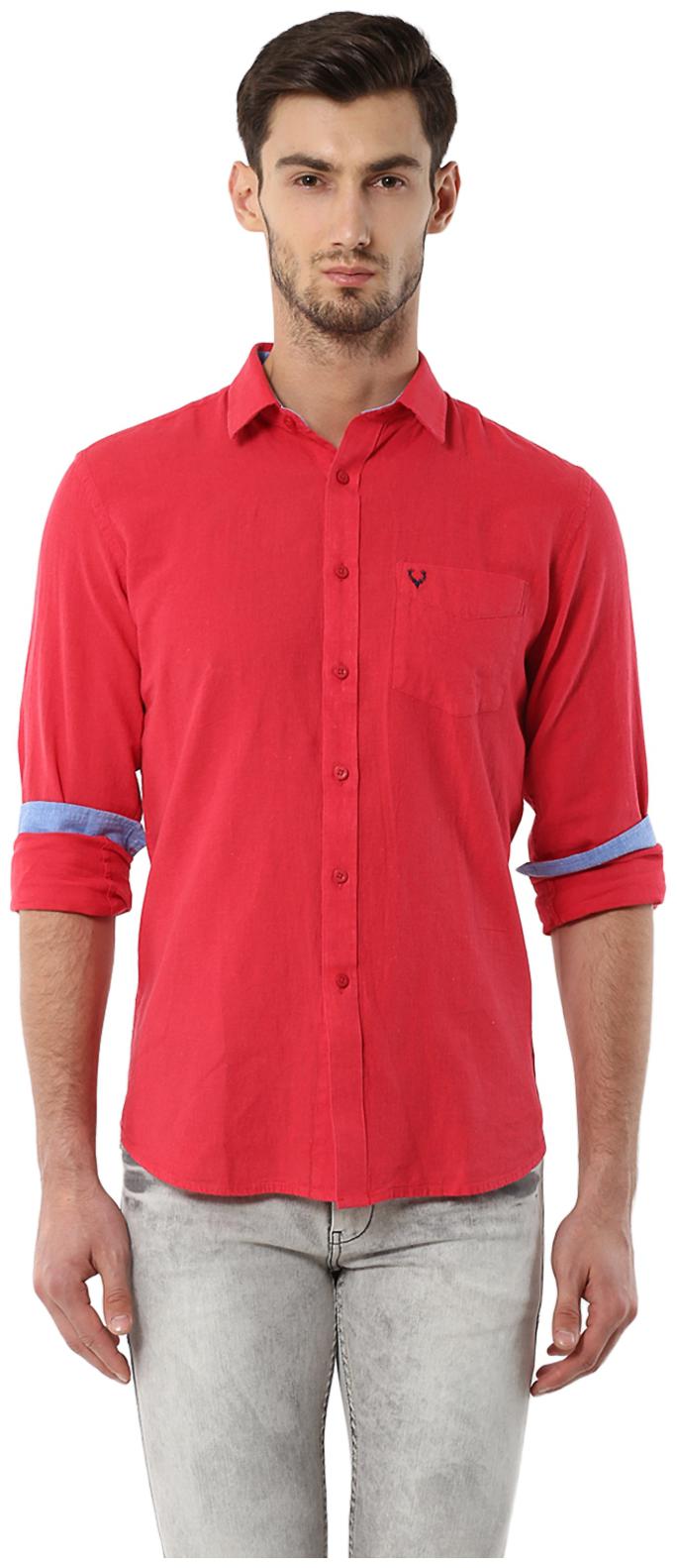 

Allen Solly Men Red Solid Slim Fit Casual Shirt
