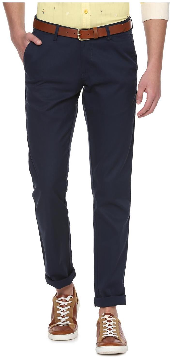 

Allen Solly Men Blue Textured Slim fit Regular trousers
