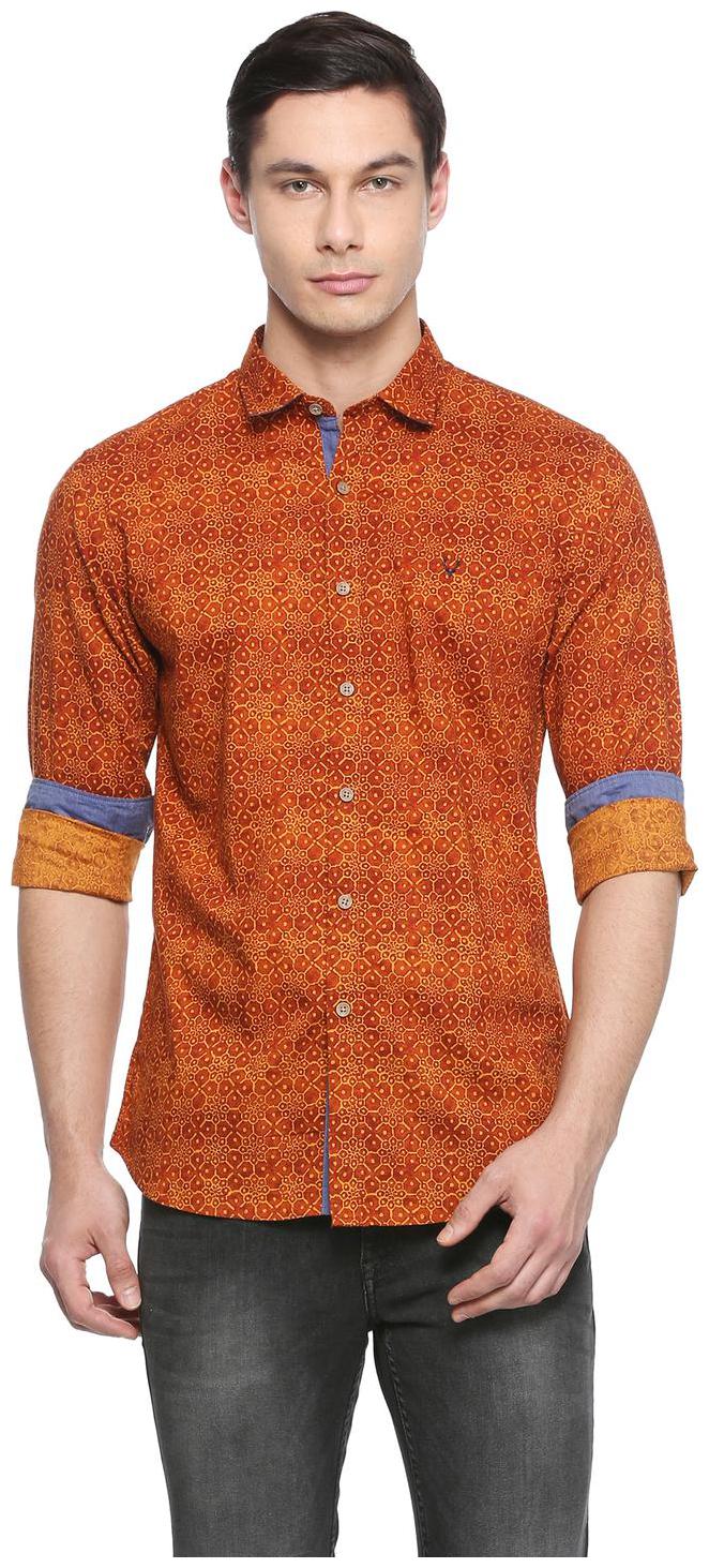

Allen Solly Men Orange Printed Slim Fit Casual Shirt