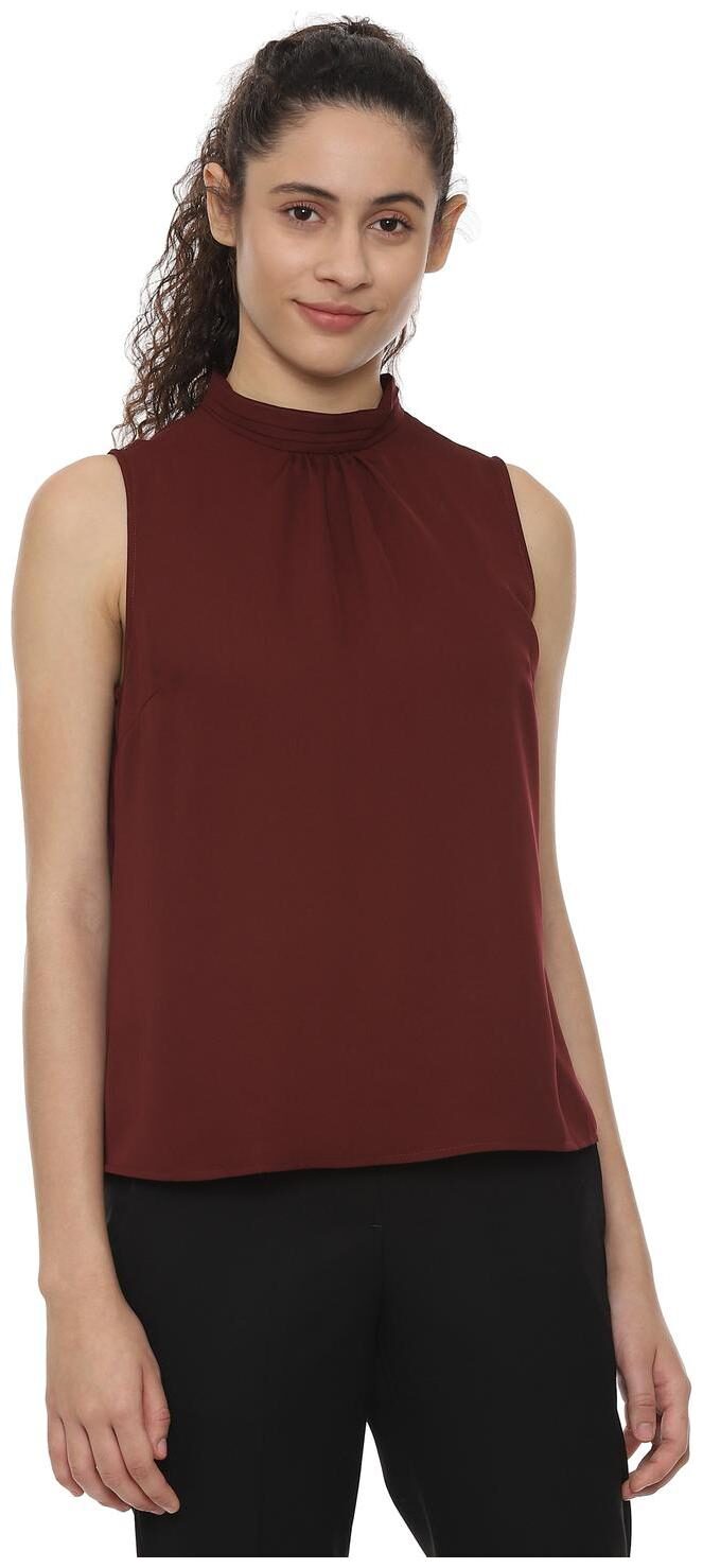 

Allen Solly Women Solid Regular top - Maroon
