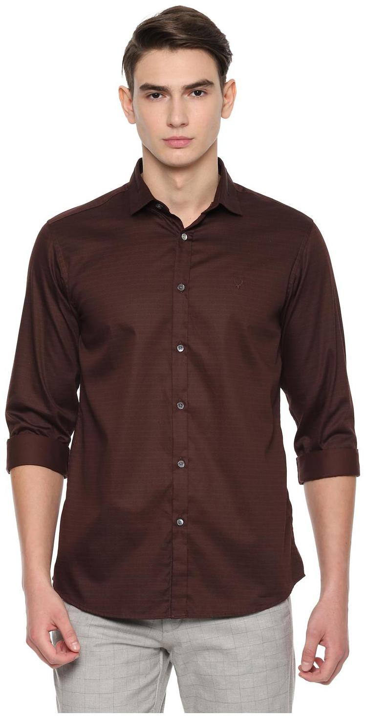

Allen Solly Men Brown Weaved Slim Fit Casual Shirt