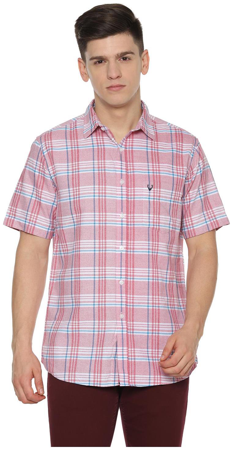 

Allen Solly Men Pink Checked Slim Fit Casual Shirt