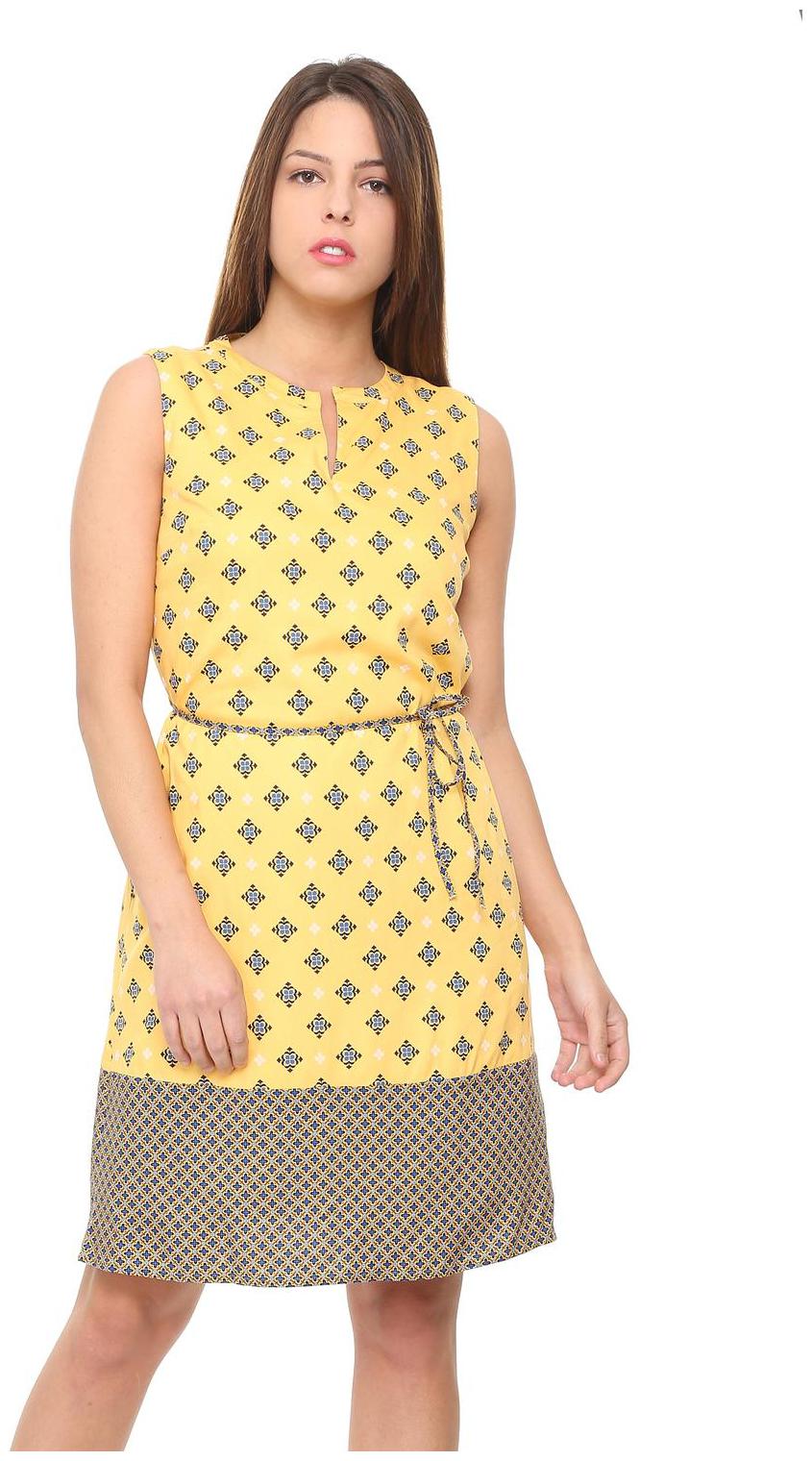 

Allen Solly Yellow Printed A-line dress