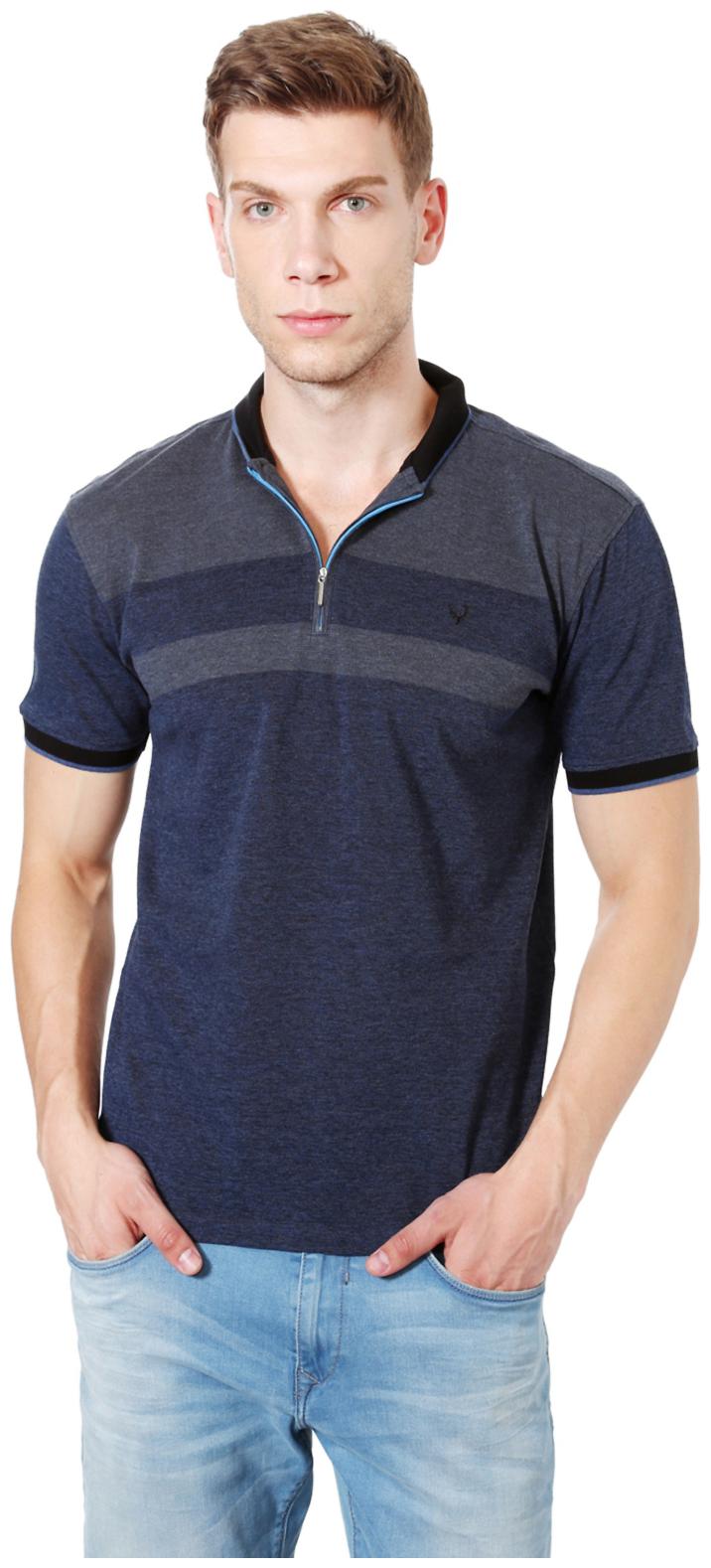 

Allen Solly Men s Regular Fit Solid T-Shirt - Blue