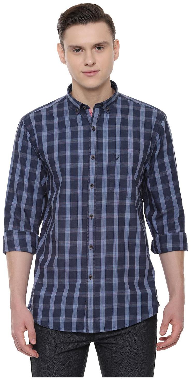 

Allen Solly Men Blue Checked Slim Fit Casual Shirt