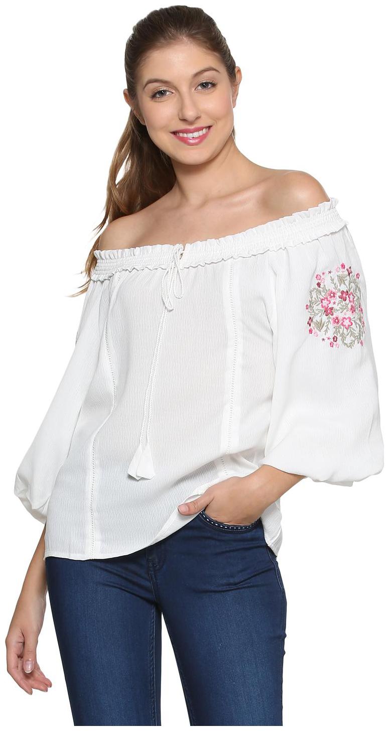 

Allen Solly Women Embroidered Regular top - White