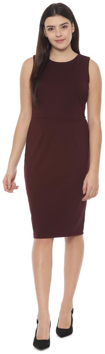 

Allen Solly Maroon Solid Sheath dress