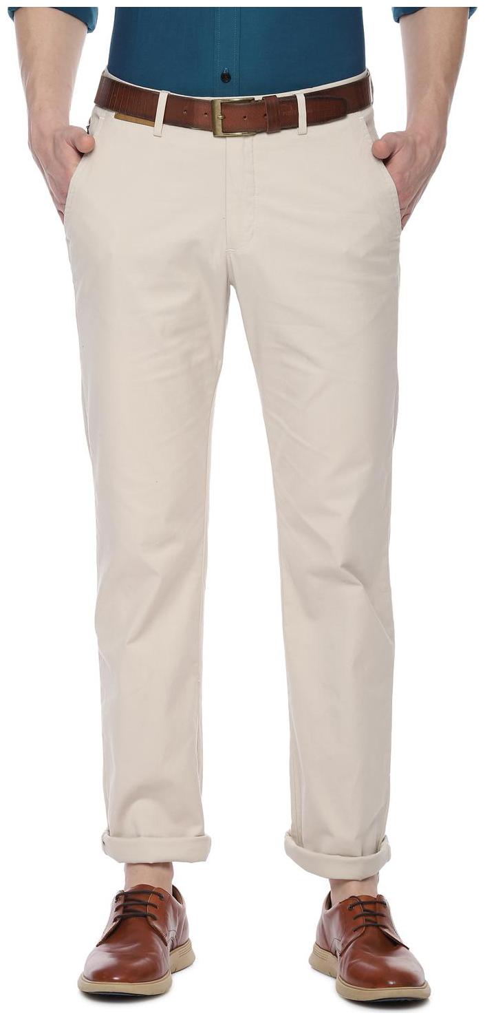 

Allen Solly Men Cream Textured Regular fit Regular trousers