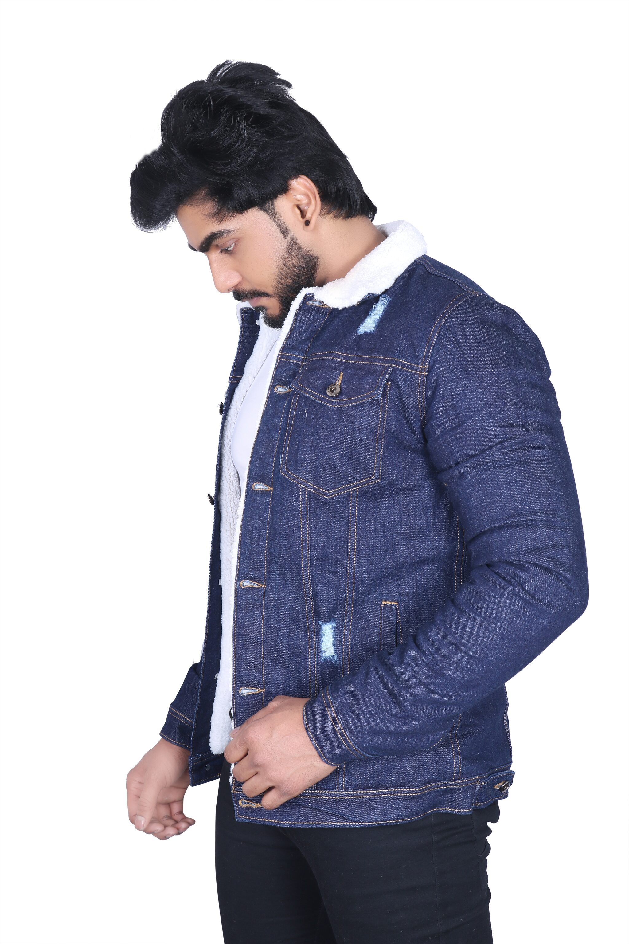 

Allons-Y Let s go Men Blue Solid Denim jacket