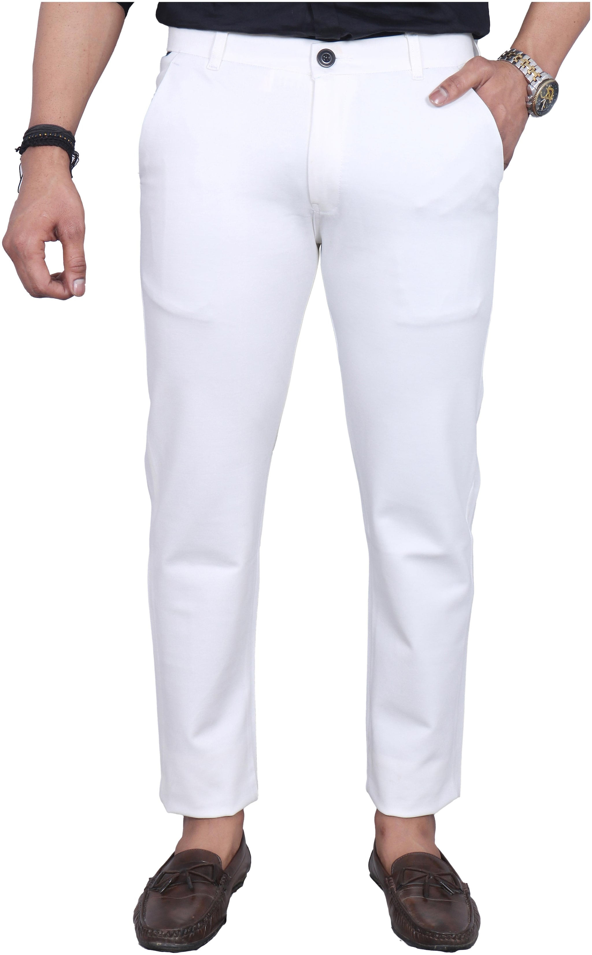 

Allons-Y Let s go Men White Solid Regular fit Chinos