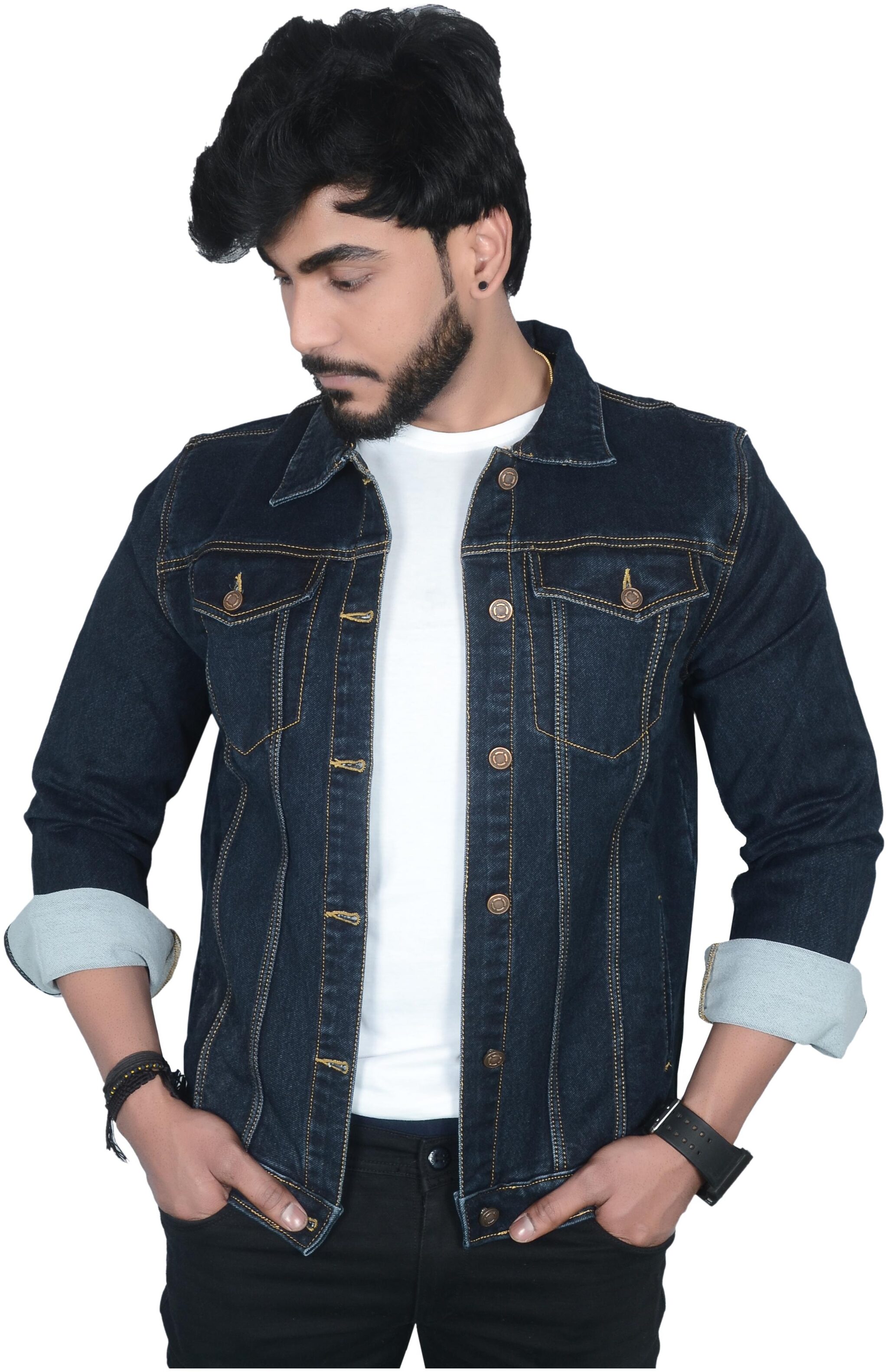

Allons-Y Let s go Men Blue Solid Denim jacket