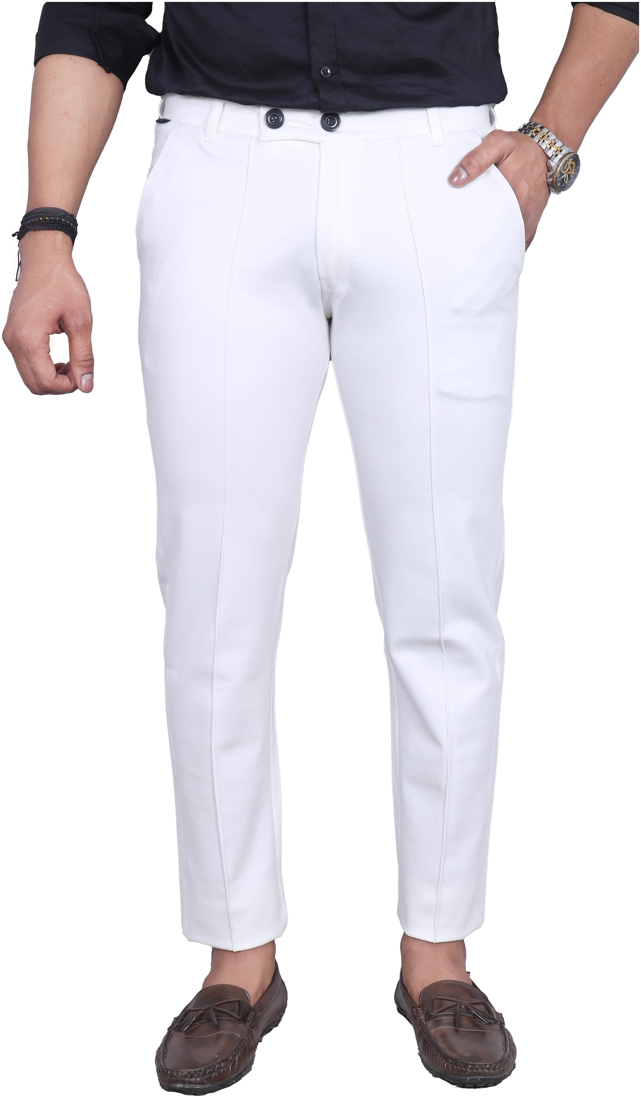 

Allons-Y Let s go Men White Solid Regular fit Chinos