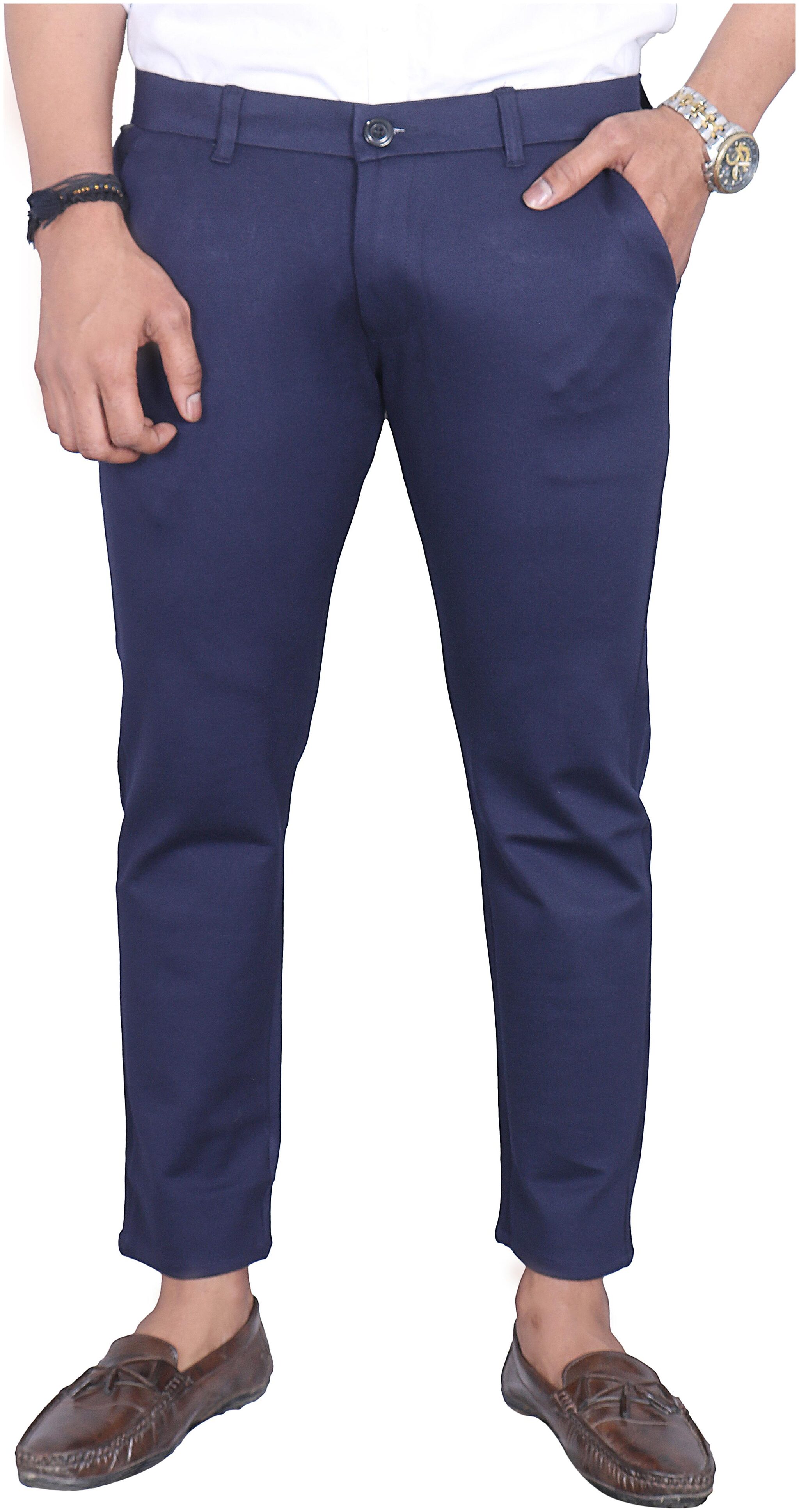 

Allons-Y Let s go Men Navy blue Solid Regular fit Chinos