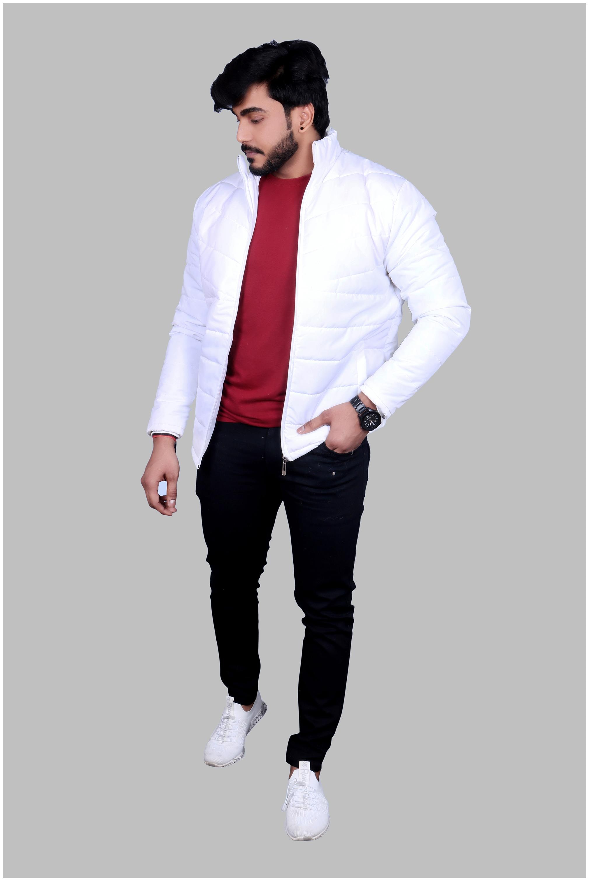 

Allons-Y Let s go Men White Solid Bomber jacket