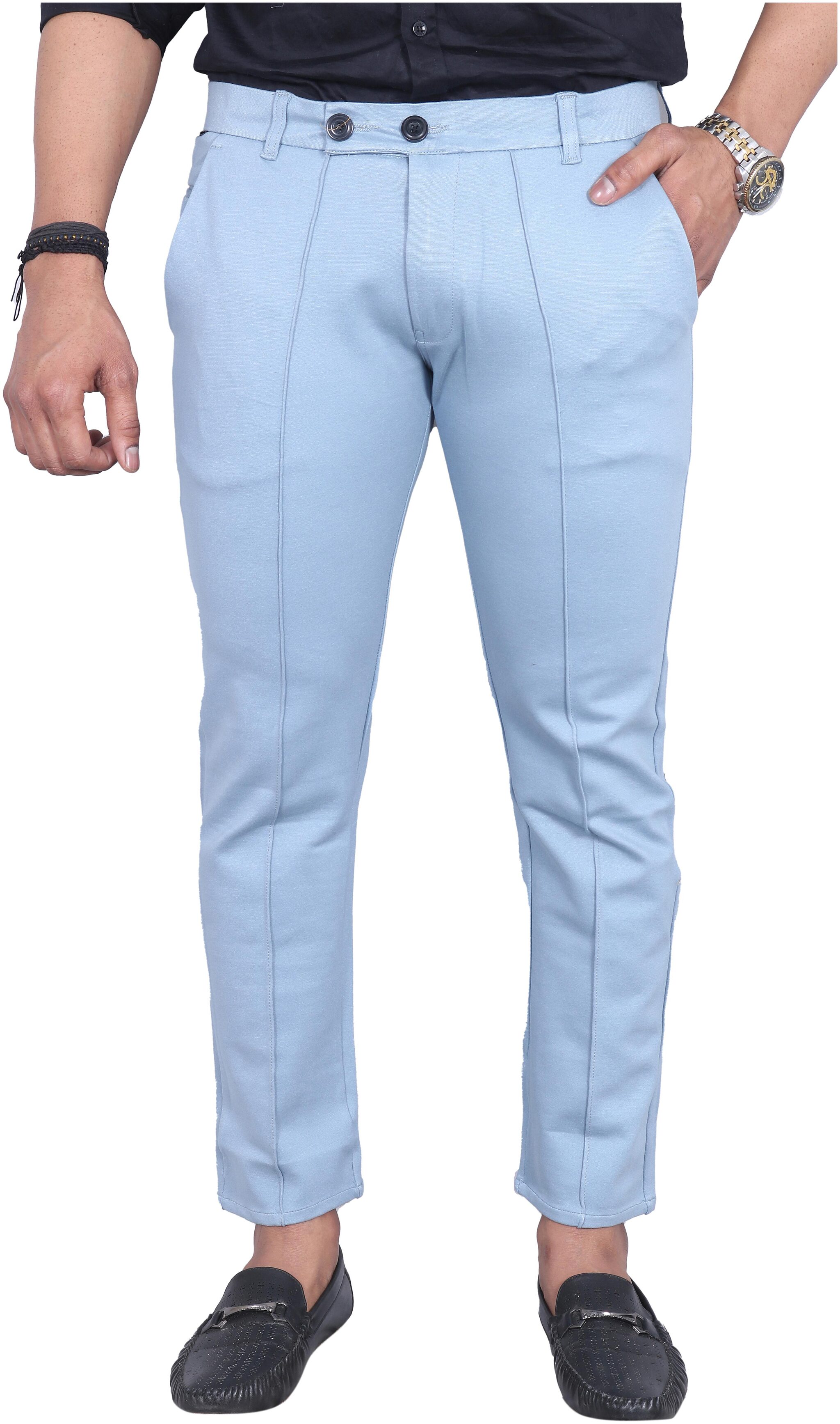 

Allons-Y Let s go Men Blue Solid Regular fit Chinos
