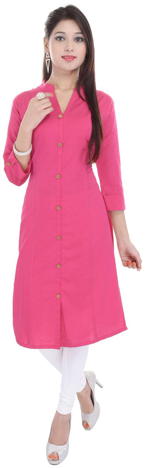 

ALOBHAOM Women Pink Solid Straight Kurta