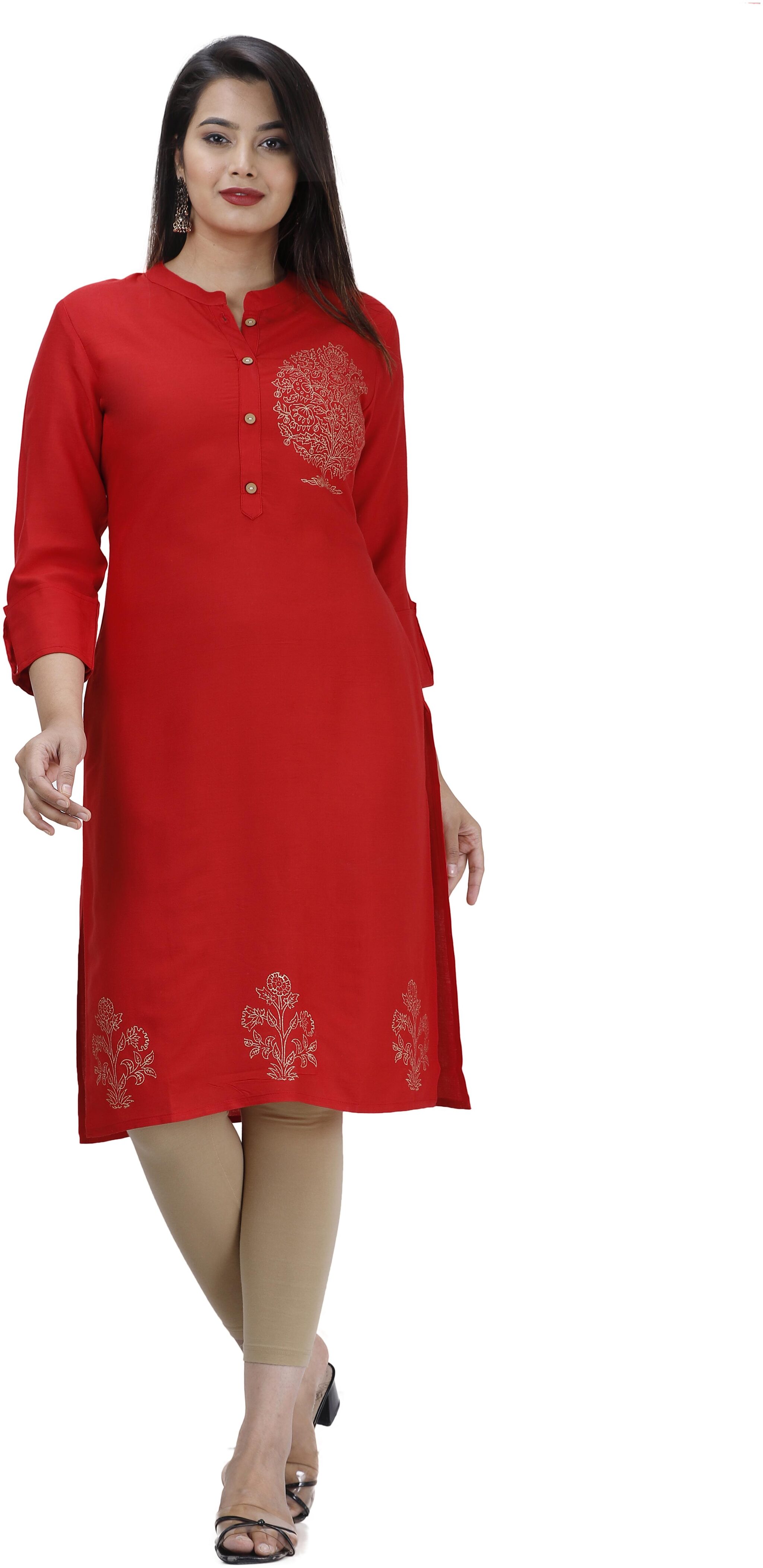 

Alori Women Red Floral Straight Kurti