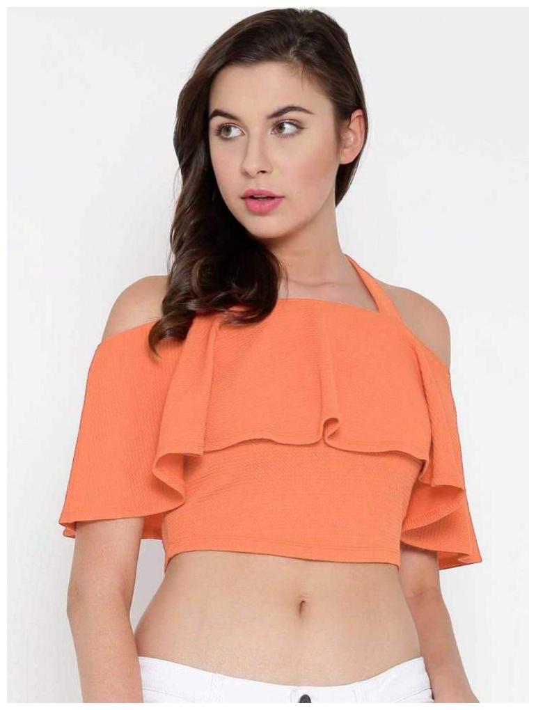 

Alposh Polyester Solid Orange Tops Tunics For Women