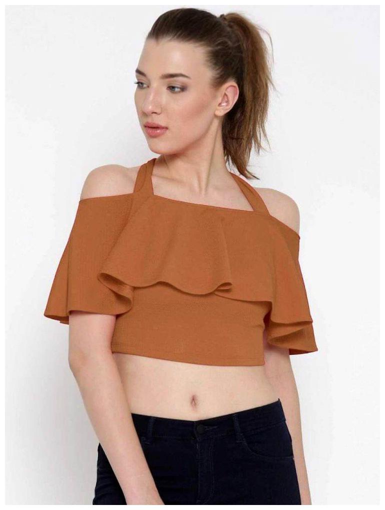 

Alposh Polyester Solid Tan Tops Tunics For Women