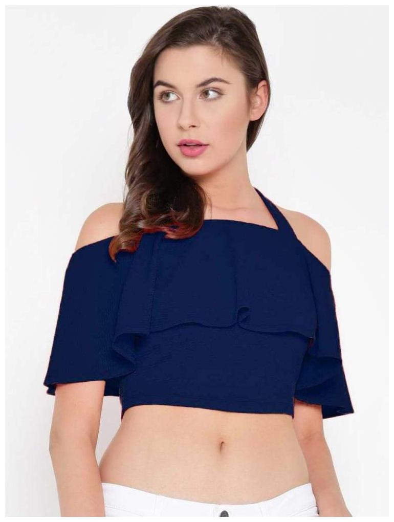 

Alposh Women s Crop Top (Navy Blue)