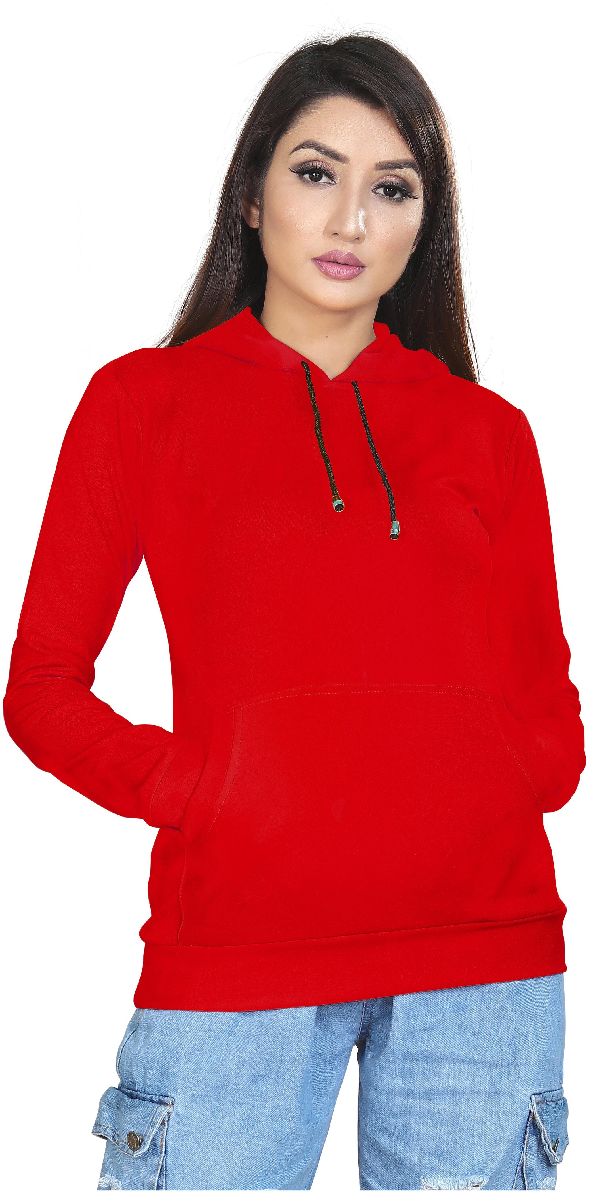 

ALPOSH Women Solid Hoodie - Red
