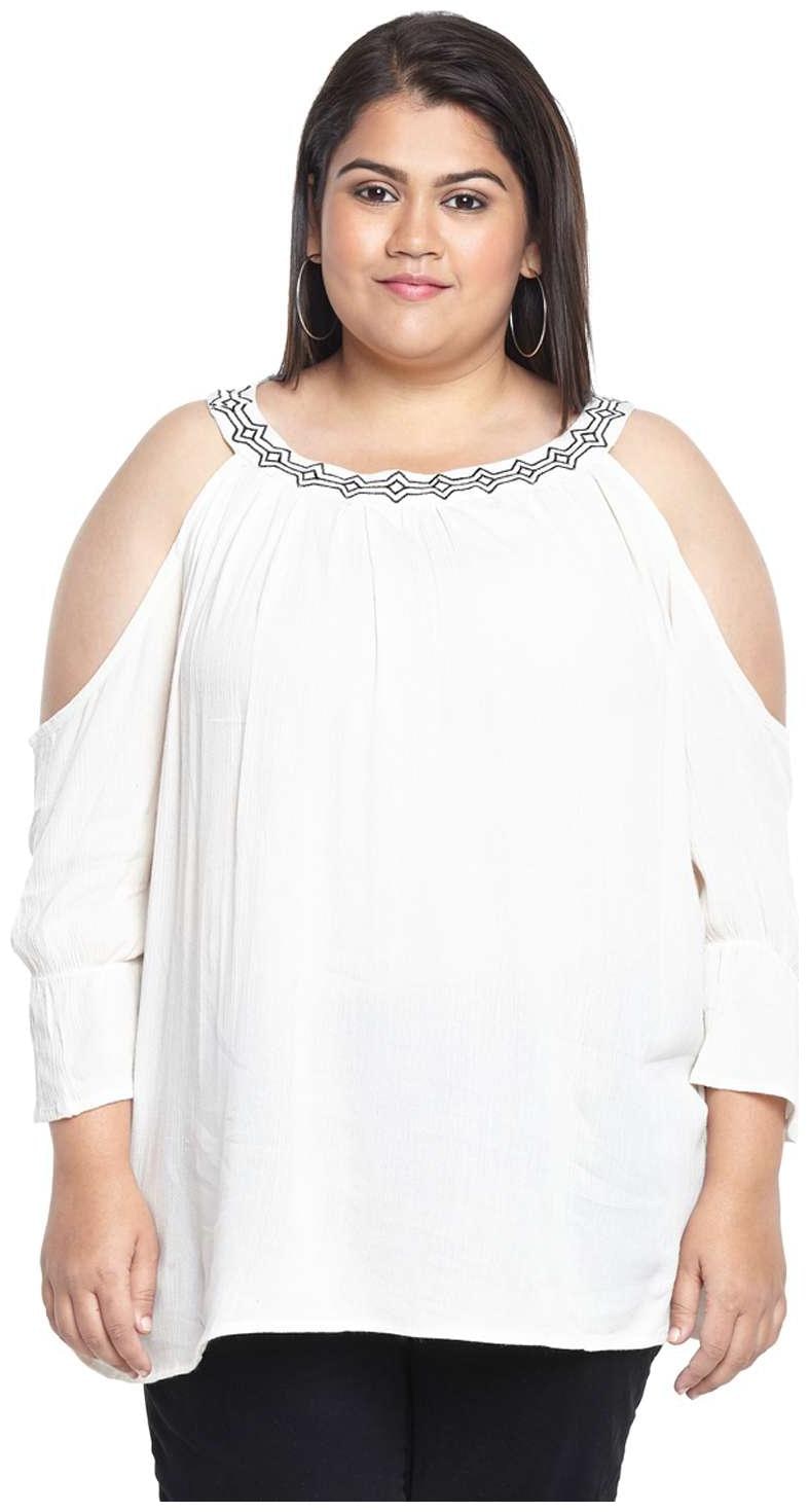 

Alto Moda by Pantaloons Women Solid Regular top - Beige
